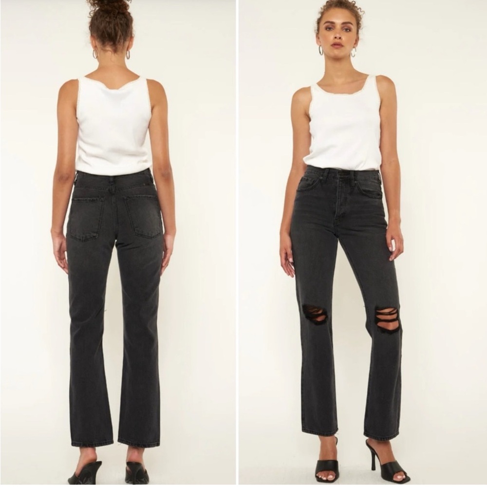 KanCan Black Distressed 90s boyfriend Jeans (ankle/cropped)